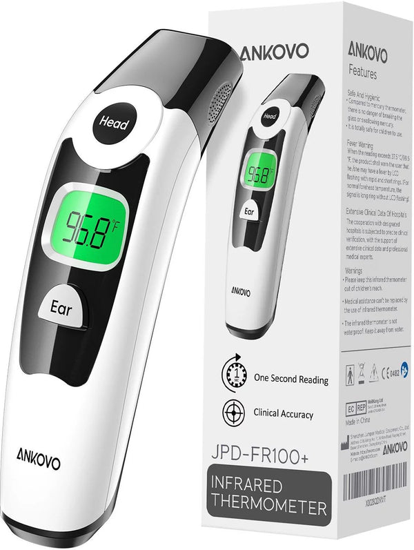 ANKOVO Digital Infrared Thermometer Forehead and Ear- Fever Alarm